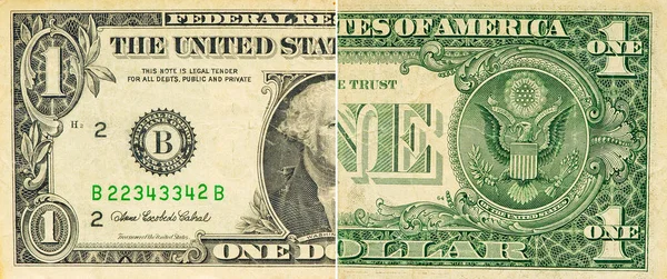 Large Fragment One Dollars Bill Banknote Old American Money Banknote — Fotografia de Stock