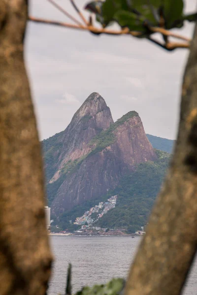 Duas Colinas Irmão Visto Praia Arpoador Rio Janeiro — Fotografia de Stock