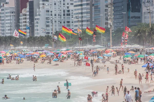 Spiaggia Copacabana Rio Janeiro Brasile Ottobre 2021 Spiaggia Copacabana Affollata — Foto Stock