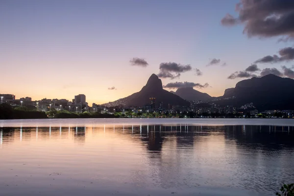Sunset Rodrigo Freitas Lagoon Rio Janeiro — стокове фото