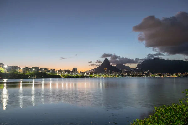 Sunset Rodrigo Freitas Lagoon Rio Janeiro — Zdjęcie stockowe