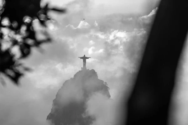 Christ Redeemer Statue Clouds City Rio Janeiro — Stockfoto