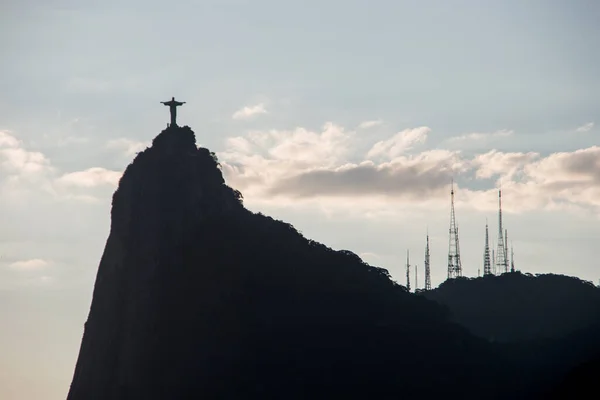 Christ Redeemer Rio Janeiro Brazil December 2021 Silhouette Christ Redeemer — Stockfoto