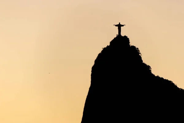 Rio Janeiro Daki Kurtarıcı Aralık 2021 Kurtarıcı Nın Silueti Rio — Stok fotoğraf