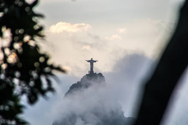 Christ Redeemer Statue Clouds City Rio Janeiro — Stock fotografie