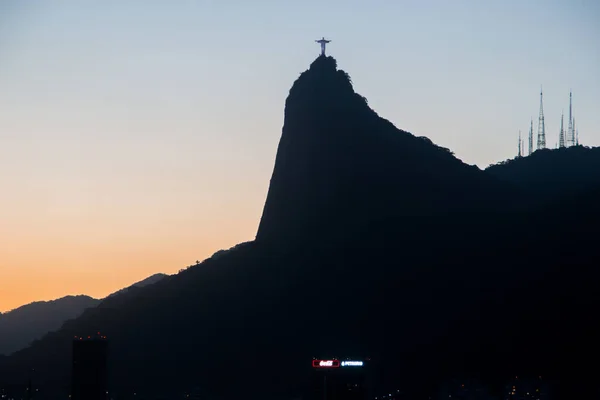 Christ Redeemer Rio Janeiro Brazil December 2021 Silhouette Christ Redeemer — Fotografia de Stock