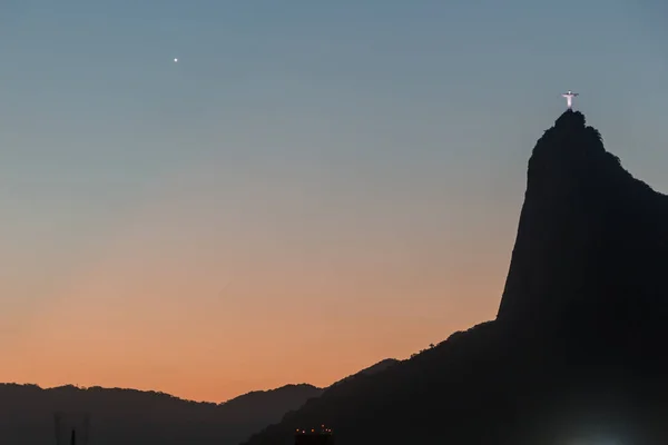 Christ Redeemer Rio Janeiro Brazil December 2021 Silhouette Christ Redeemer — Foto de Stock