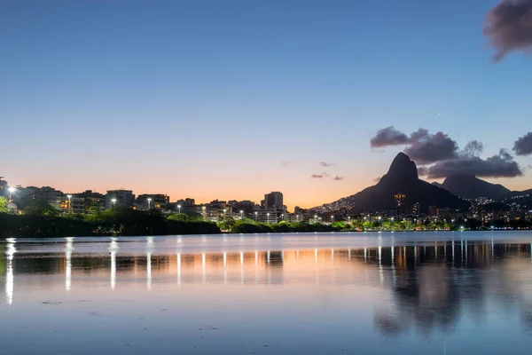 Sunset Rodrigo Freitas Lagoon Rio Janeiro — стоковое фото
