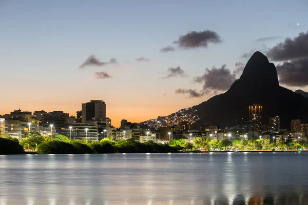 Sunset Rodrigo Freitas Lagoon Rio Janeiro — Foto Stock