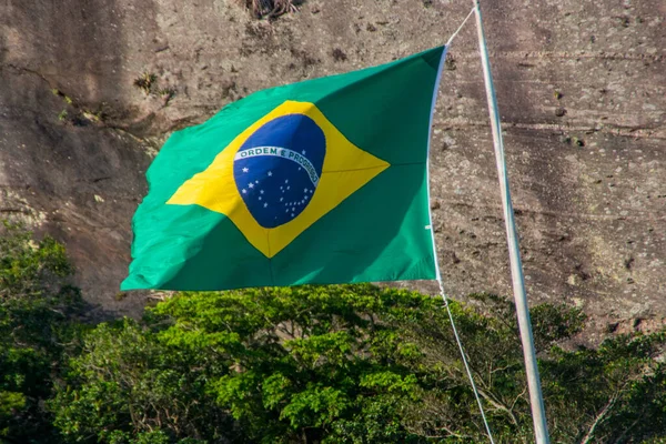 Bandera Brasil Aire Libre Rio Janeiro — Foto de Stock