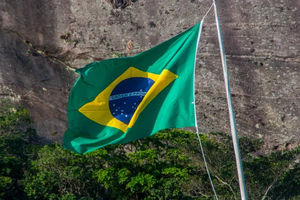 Brazília Zászló Szabadban Rio Janeiro — Stock Fotó