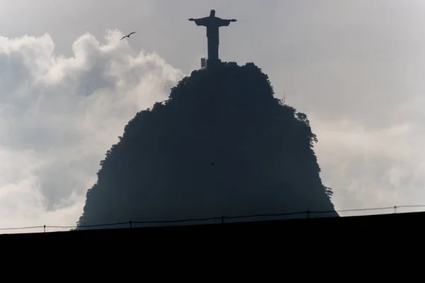 Silueta Krista Vykupitele Mraky Rio Janeiro Brazílie Ledna 2022 Silueta — Stock fotografie