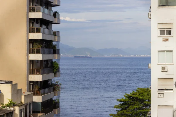 Copacabana Strand Meer Von Der Spitze Eines Gebäudes Der Nachbarschaft — Stockfoto