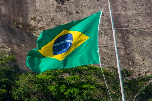 Brazílie Vlajky Venku Rio Janeiro — Stock fotografie