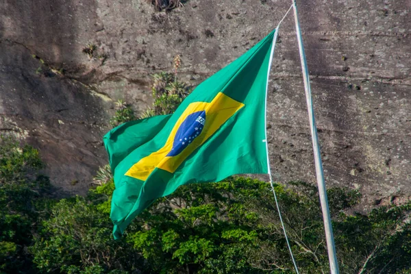Brazilië Vlag Buiten Rio Janeiro — Stockfoto