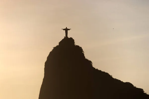 Silhouet Van Christus Verlosser Rio Janeiro Brazilië Januari 2022 Silhouet — Stockfoto