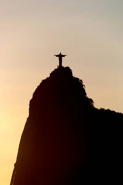 Silhouette Christ Rédempteur Rio Janeiro Brésil Janvier 2022 Silhouette Christ — Photo
