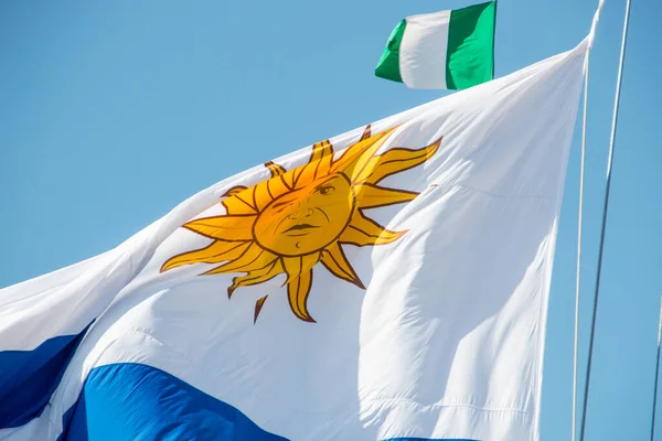 Ουρουγουανή Σημαία Εξωτερικούς Χώρους Στο Ρίο Ντε Τζανέιρο Βραζιλία — Φωτογραφία Αρχείου