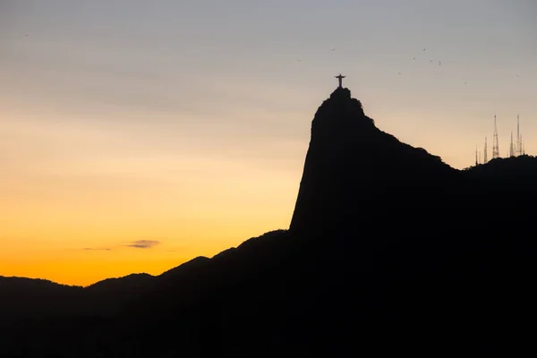 Silhueta Cristo Redentor Rio Janeiro Brasil Fevereiro 2022 Silhueta Cristo — Fotografia de Stock
