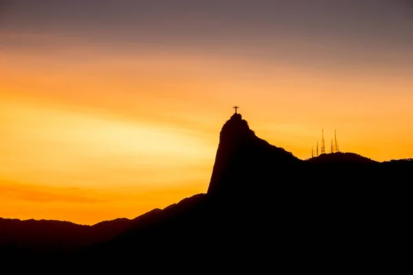 Silhouette Von Christus Dem Erlöser Rio Janeiro Brasilien Februar 2022 — Stockfoto