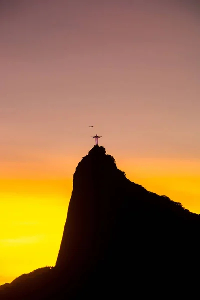 Силуэт Христа Искупителя Рио Жанейро Бразилия Февраля 2022 Года Силуэт — стоковое фото