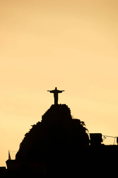 Silhouette Cristo Redentore Rio Janeiro Brasile Marzo 2022 Silhouette Cristo — Foto Stock