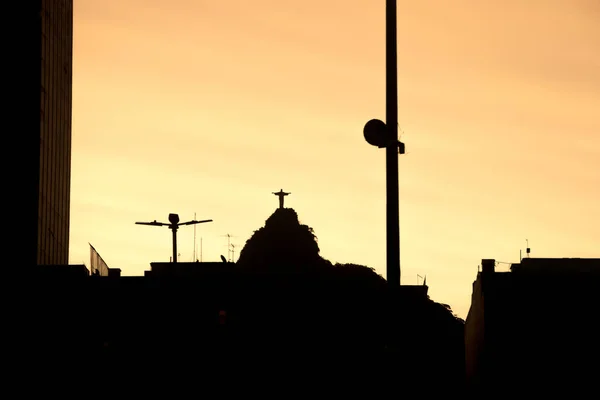 Silhouette Von Christus Dem Erlöser Rio Janeiro Brasilien März 2022 — Stockfoto