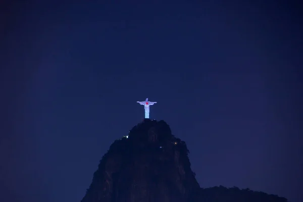 Christ Redentor Iluminado Río Janeiro Brasil Marzo 2022 Christ Redentor — Foto de Stock