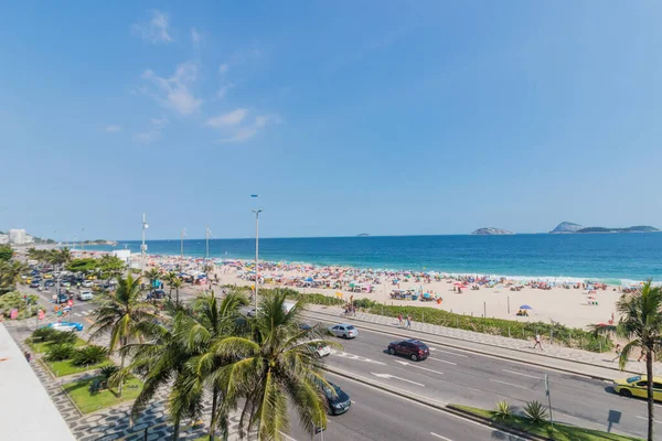 Playa Ipanema Río Janeiro Brasil Febrero 2022 Cristo Redentor Con — Foto de Stock