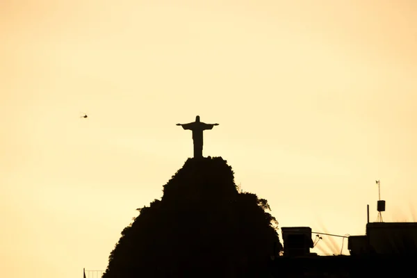 Silhouette Christ Rédempteur Rio Janeiro Brésil Mars 2022 Silhouette Christ — Photo