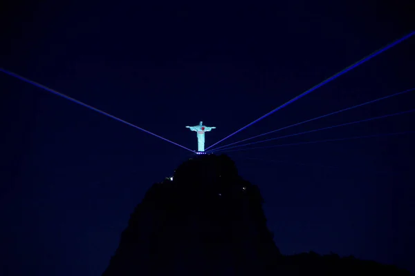 Christ Redentor Iluminado Río Janeiro Brasil Marzo 2022 Christ Redentor —  Fotos de Stock