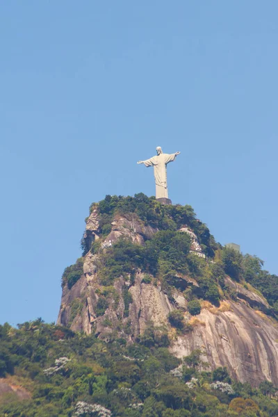Kristus Vykupitel Krásnou Modrou Oblohou Rio Janeiro Brazílie Března 2022 — Stock fotografie