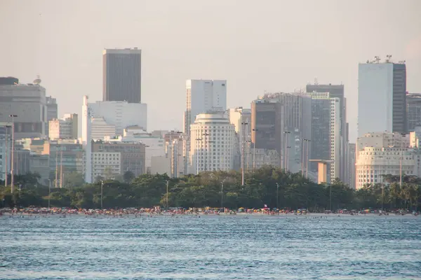 Stranden Flamengo Med Byggnaderna Centrala Rio Janeiro Brasilien — Stockfoto