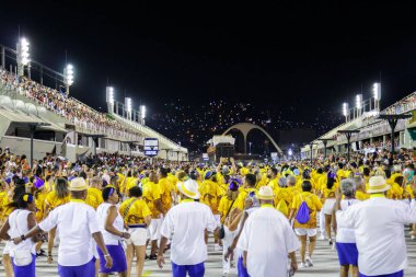 Rio de Janeiro, Brezilya 'daki Marques de Sapucai' deki Unidos da Tijuca Samba Okulu 'nun teknik provası - 27 Mart 2022: Rio de Janeiro' daki Marques de Sapucai Sambodromo 'daki Unidos da Tijuca Samba Okulu Geçidi.