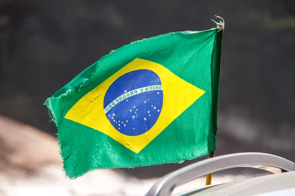 Brazilian Flag Outdoors Rio Janeiro Brazil — Stock fotografie