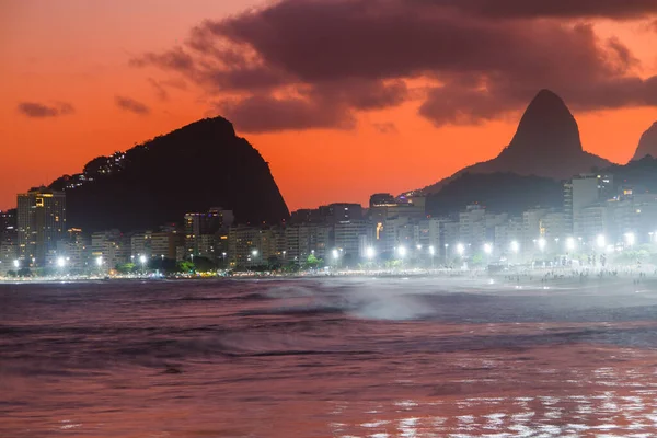 Sunset Leme Beach Copacabana Rio Janeiro Brazil — Foto Stock