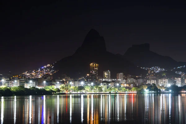 Night Rodrigo Freitas Lagoon Rio Janeiro — Zdjęcie stockowe