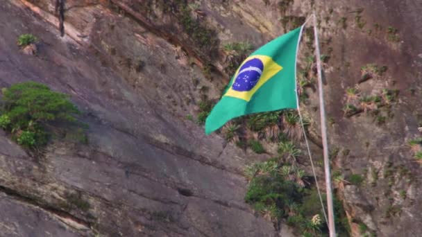 Brazilian Flag Outdoors Rio Janeiro — Vídeos de Stock