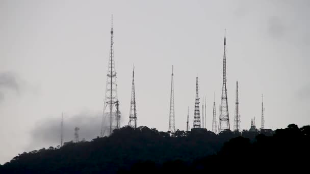 Silhouette Sumare Antenna Seen Leblon Neighborhood Rio Janeiro Brazil — ストック動画