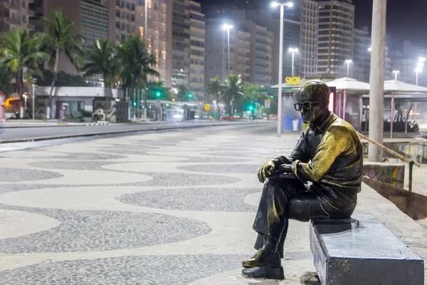 Standbeeld Van Dichter Door Carlos Drummond Andrade Copacabana Rio Janeiro — Stockfoto
