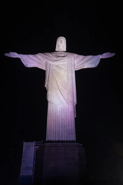 Ночной Храм Христа Спасителя Рио Жанейро Бразилия Июля 2021 Года — стоковое фото