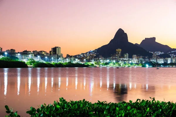 Dusk Rodrigo Freitas Lagoon Rio Janeiro — стокове фото