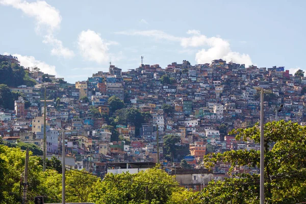 Rocinha favela in Rio de Janeiro, Brazil - May 09, 2022 : Rocinha favela seen from Sao Conrado neighborhood in Rio de Janeiro.