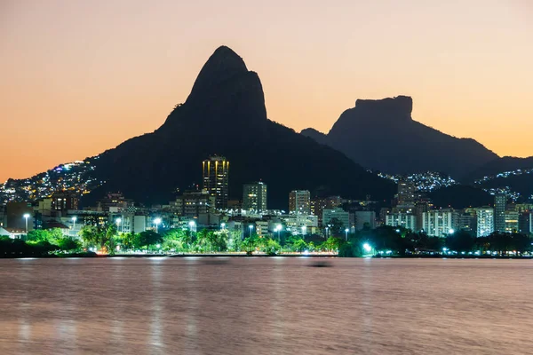 Abenddämmerung Der Rodrigo Freitas Lagune Rio Janeiro — Stockfoto