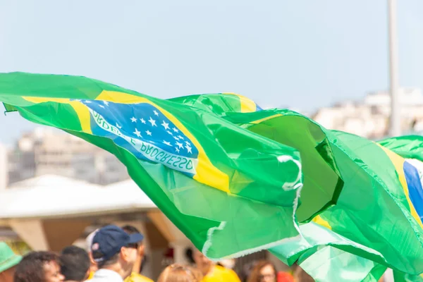 Бразильский Флаг Открытом Воздухе Рио Жанейро — стоковое фото