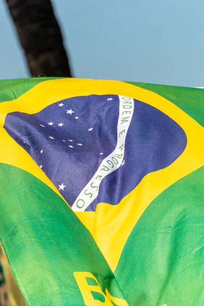 Bandera Brasil Aire Libre Rio Janeiro Brasil — Foto de Stock