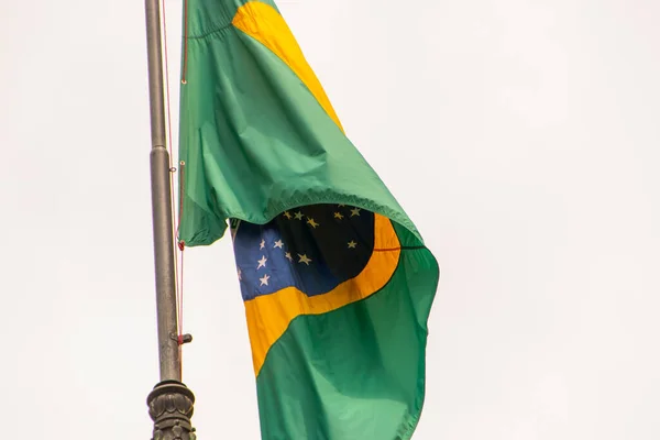 Bandera Brasil Aire Libre Rio Janeiro Brasil — Foto de Stock