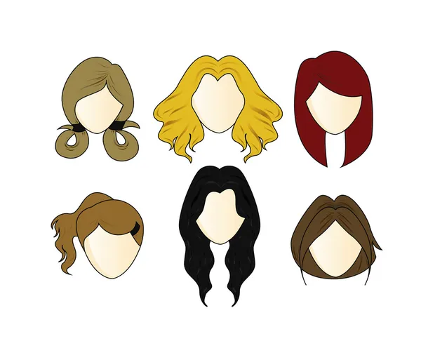 Vector Set girl's Hairstyle — Stock Vector