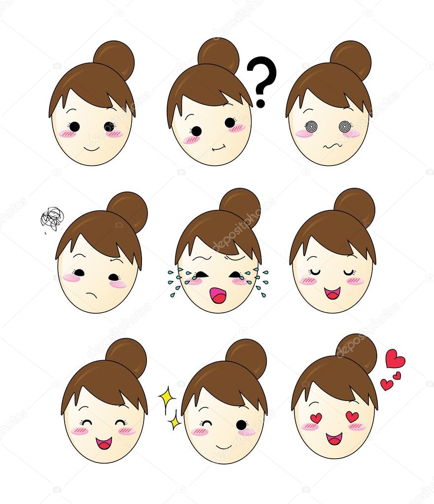 Set of 9 Girls bun face