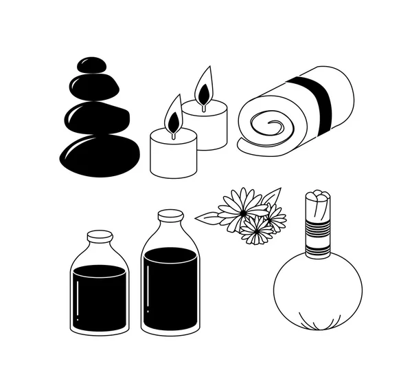 Set of spa black and white icon — Stock Vector